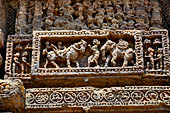 Konarak - Orissa. The Sun Temple, detail of the richly decorated platform of the jagamohana-deul complex.