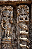 Konarak - Orissa. The Sun Temple, nagakanya decoration of the platform.