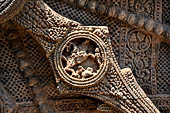 Konarak - Orissa. The Sun Temple, details of the twelve pairs of the great wheels arrayed along the platform. 