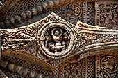 Konarak - Orissa. The Sun Temple, details of the twelve pairs of the great wheels arrayed along the platform. 
