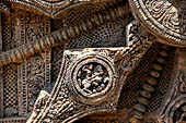 Konarak - Orissa. The Sun Temple, details of the twelve pairs of the great wheels arrayed along the platform. 