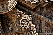 Konarak - Orissa. The Sun Temple, details of the twelve pairs of the great wheels arrayed along the platform. 