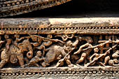 Orissa - Konarak - The Sun Temple. The frieze which runs continously all  around the base of the temple platform, decorated with more than ten thousands elephants . 