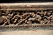 Orissa - Konarak - The Sun Temple. The frieze which runs continously all  around the base of the temple platform, decorated with more than ten thousands elephants . 