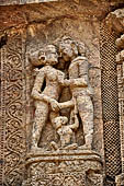 Konarak - Orissa. The Sun Temple, detail of the richly decorated high platform of the jagamohana-deul complex.