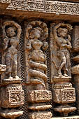 Konarak - Orissa. The Sun Temple, nagakanya decoration of the platform.