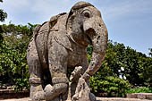 Orissa - Konarak - The Sun Temple, The elephants statues guarding the north staircase leading to the jagamohan.