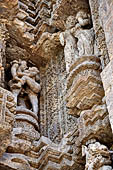 Orissa - Konarak - The Sun Temple. Weird life size statues, mostly of musicians and dancers, of the Jagamohan.