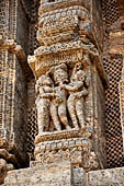 Orissa - Konarak - The Sun Temple. Weird life size statues, mostly of musicians and dancers, of the Jagamohan.