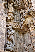 Orissa - Konarak - The Sun Temple. Weird life size statues, mostly of musicians and dancers, of the Jagamohan.