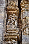 Orissa - Konarak - The Sun Temple. Weird life size statues, mostly of musicians and dancers, of the Jagamohan.