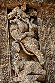 Orissa - Konarak - The Sun Temple. life size vyala of the Jagamohan.