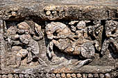 Orissa - Konarak - The Sun Temple. Detail of the decoration of the Mayadevi temple (formerly dedicated to Surya's wife Chayadevi, the goddess of the shadow).