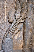 Ratnagiri - The sanctum of the main monastery: detail of the chauri hold by Vajrapani.