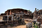 Ratnagiri - Stupa n 1, at the top of the hill, surrounded by a large number of small monolithic stupas loose on the ground.