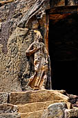 Orissa - Bhubaneswar. Udaigiri, Cave n4, 'dvarapala' door guardian.