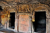 Orissa - Bhubaneswar. Udaigiri, Cave n4, panel with friezes.