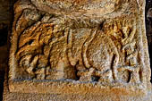 Orissa - Bhubaneswar. Udaigiri, Cave n4, capital with figure of elephant in ropes.