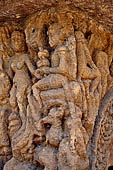 Udaigiri Cave 1 Rani Gumpha Queen's Cave - southern pavilion details of the decoration.
