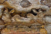 Udaigiri Cave 1 Rani Gumpha Queen's Cave - sculpted capitals of the left wing of the lower storey.