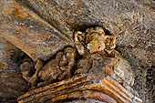 Udaigiri Cave 1 Rani Gumpha Queen's Cave - sculpted capitals of the left wing of the lower storey.
