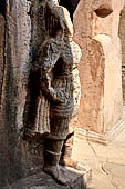 Udaigiri Cave 1 Rani Gumpha Queen's Cave - 'dvarapalas' door guardians of the upper storey.