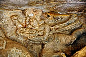 Udaigiri Cave 9 - detail of the relief that shows the worshipping of the legendary Kalinga Jaina. 
