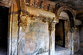 Khandagiri hill, Tatowa Gumpha n.1  the 'Parrot Cave', decorations of the cell doorways. 