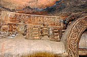 Khandagiri hill, Tatowa Gumpha n.1  the 'Parrot Cave', decorations of the cell doorways. 