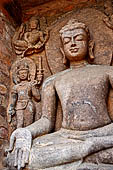 Udayagiri - Maha Stupa. The four Tathagata Buddhas, directional Buddhas, are visible inside four niches.
