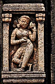 Udayagiri - Monastery n1. Decoration detail of the richly carved doorframe of the sanctum.