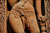 Orissa - Bhubaneswar. Vaital deul, west face of the deul. Details of the lateral panel with beautiful female figure. 