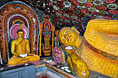 Aluvihara cave temples - Cave 2. Statue of the reclining Buddha. 