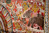 Dambulla cave temples - Cave 2, Maharaja Vihara (Temple of the Great Kings) panels of the Mara Parajaya (Defeat of Mara): first panel detail of Mara riding an elephant.