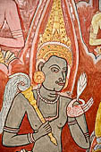 Dambulla cave temples - Cave 2, Maharaja Vihara (Temple of the Great Kings) panels of the Mara Parajaya (Defeat of Mara): panel of the Isipatana, details of the assembly receiving the first Buddha sermon. 