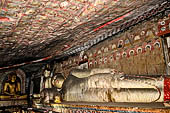 Dambulla cave temples - Cave 2, Maharaja Vihara (Temple of the Great Kings) reclining Buddha statue. 