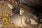 Dambulla cave temples - Cave 2, Maharaja Vihara (Temple of the Great Kings) reclining Buddha statue. 