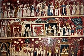 Mulkirigala cave temples - Third terrace. The Raja Mahavihara or the Old Temple. Jathaka stories paintings at the cave entrance.