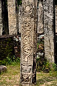 Polonnaruwa - The Atadage. Details of the carved pillars. 