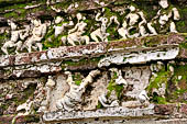 Polonnaruwa - The Hatadage. Weathered frieze on the wall with a representation of dancers.  