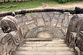 Polonnaruwa - the Vatadage. Detail of the moonstone of the southern stairway. 
