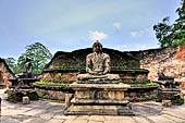 Polonnaruwa - the Vatadage. Meditating Buddha of the South. 