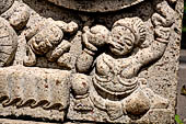 Kandy - The Sacred Tooth Relic Temple, the New Shrine Room. Details of the stone decorations of the external entrance. 