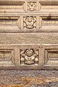 Kandy - The Sacred Tooth Relic Temple, detail of the carved stone entrance to the shrine. 
