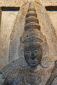 Kandy - The Sacred Tooth Relic Temple, detail of the carved stone entrance to the shrine. 