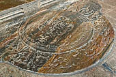 Kandy - The Sacred Tooth Relic Temple, carved stone entrance to the shrine, detail of the moonstone. 