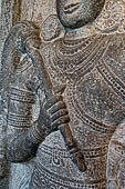 Kandy - The Sacred Tooth Relic Temple, detail of the carved stone entrance to the shrine. 