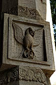 Kandy - The Sacred Tooth Relic Temple, the New Shrine Room. Details of the stone decorations of the external entrance. 