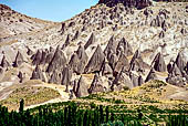 Diretti verso la Valle di Ihlara. Il paesaggio di coni vulcanici nei pressi del villaggio di Selime.